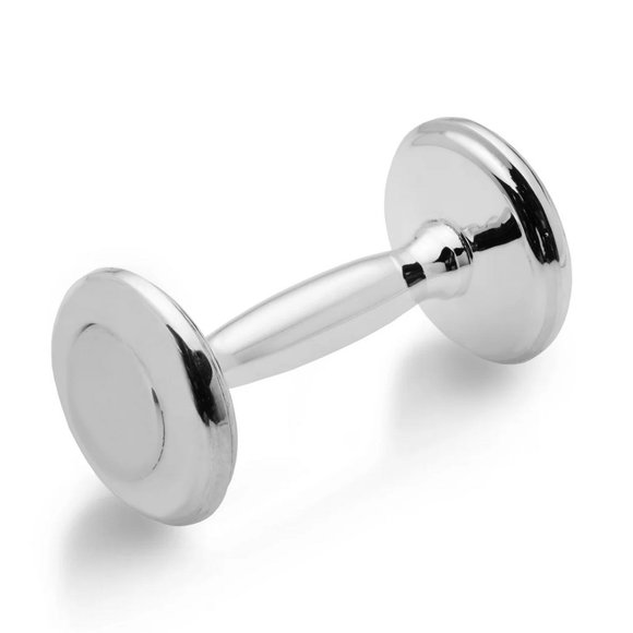 🆕 Brand New in Box - Empire Sterling Silver Polished Plain Dumbbell Baby Rattle - Picture 1 of 9